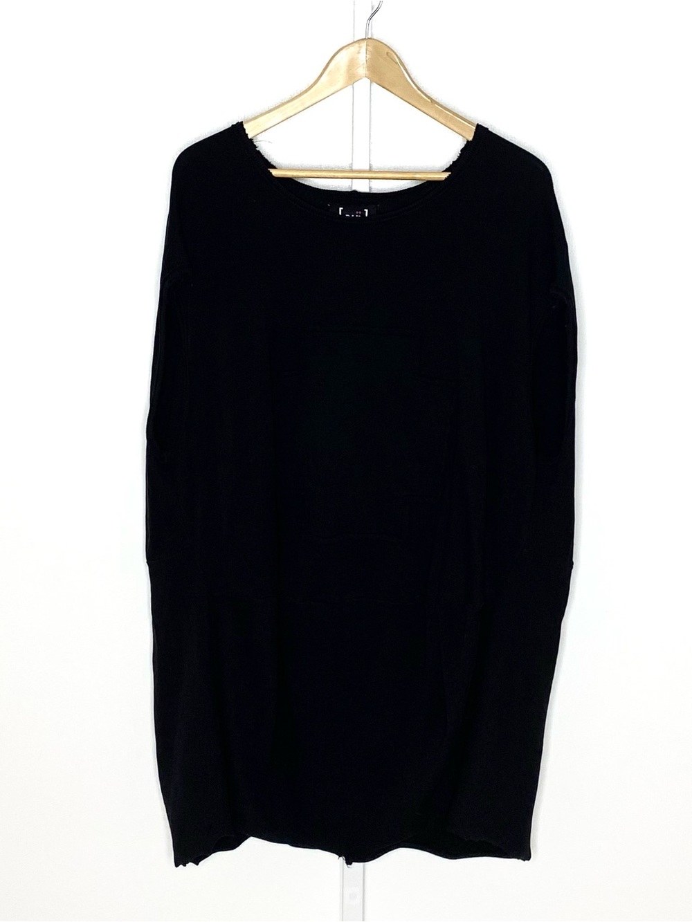 PLU++ | Black Cotton/Elastane Stretchy Ribbed Raw-Hem Lagenlook Sleeveless Tunic